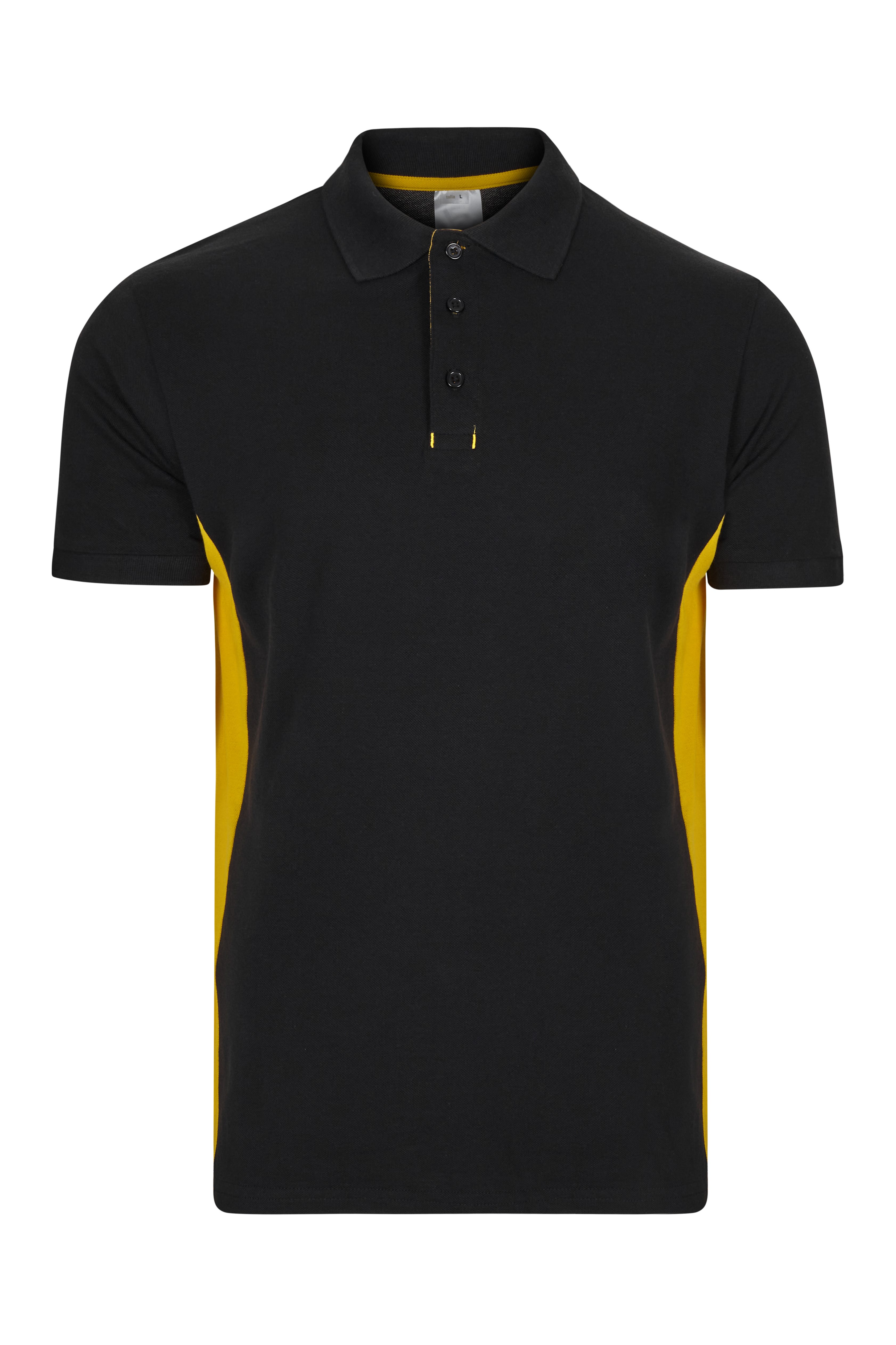 105504.POLO BICOLOR MC NEGRO/AMARILLO XS
