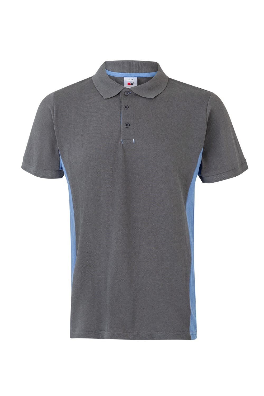 105504.POLO BICOLOR MC GRIS/CELESTE 2XL
