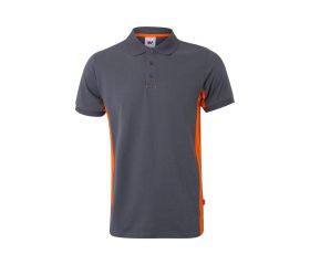 105504.POLO BICOLOR MC GRIS/NARANJA L