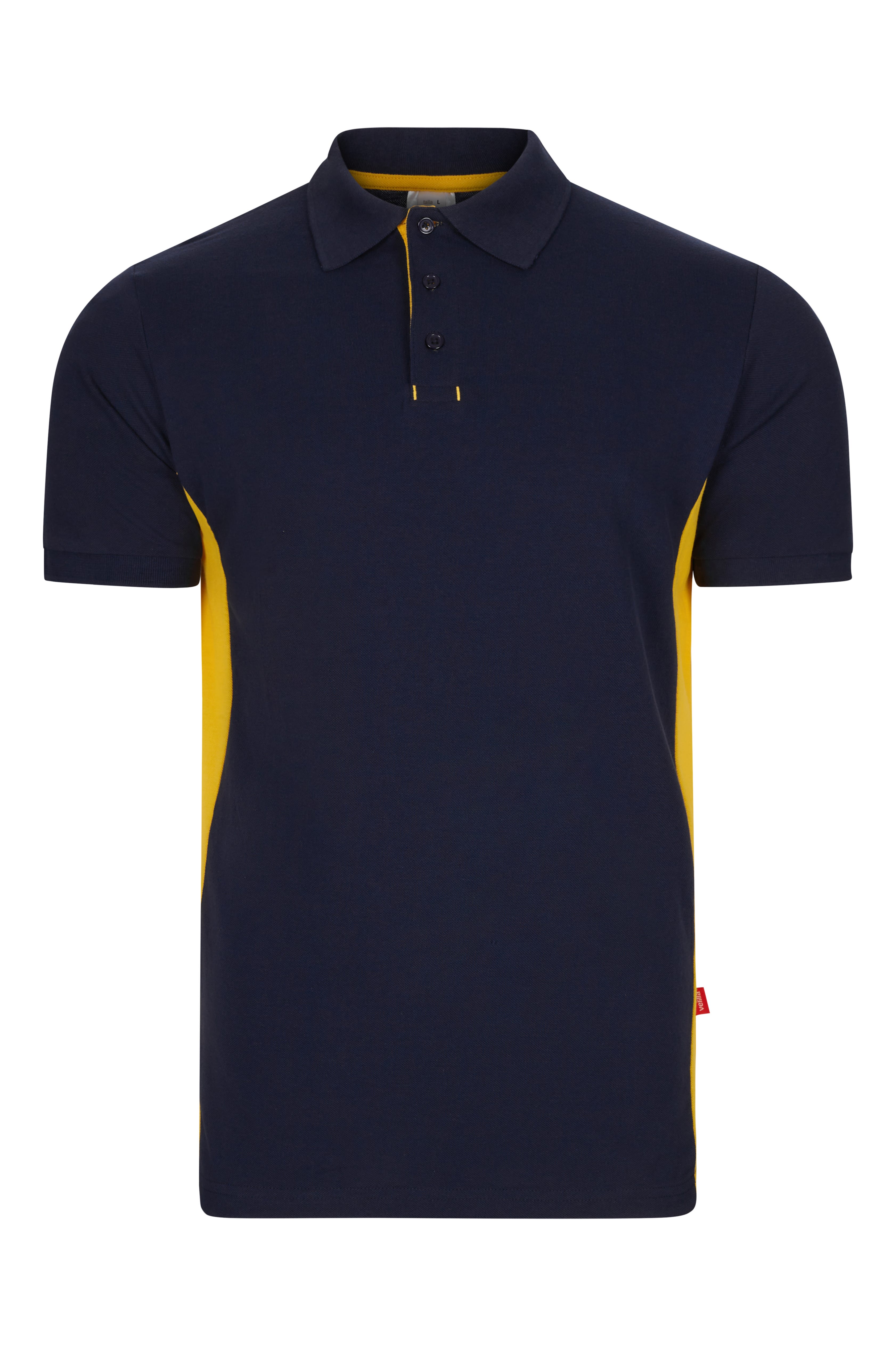 105504.POLO BICOLOR MC AZUL NAVY/AMARILLO XS