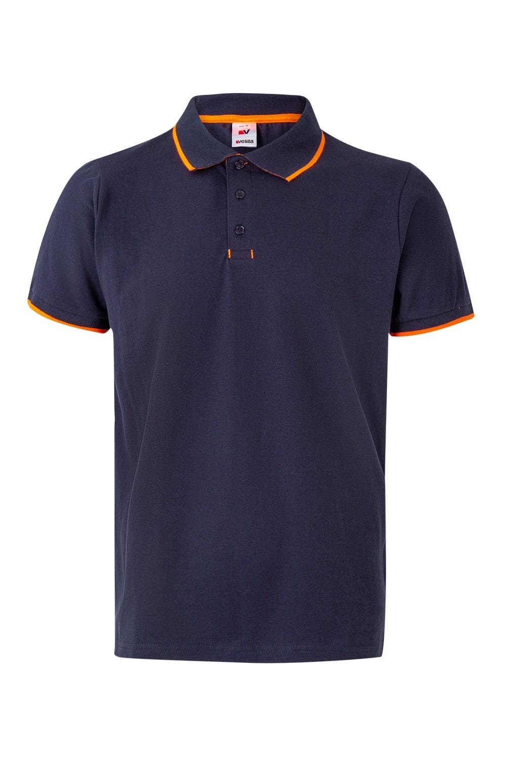 105505.POLO BICOLOR MC AZUL NAVY/NARANJA FLÚOR 2XL