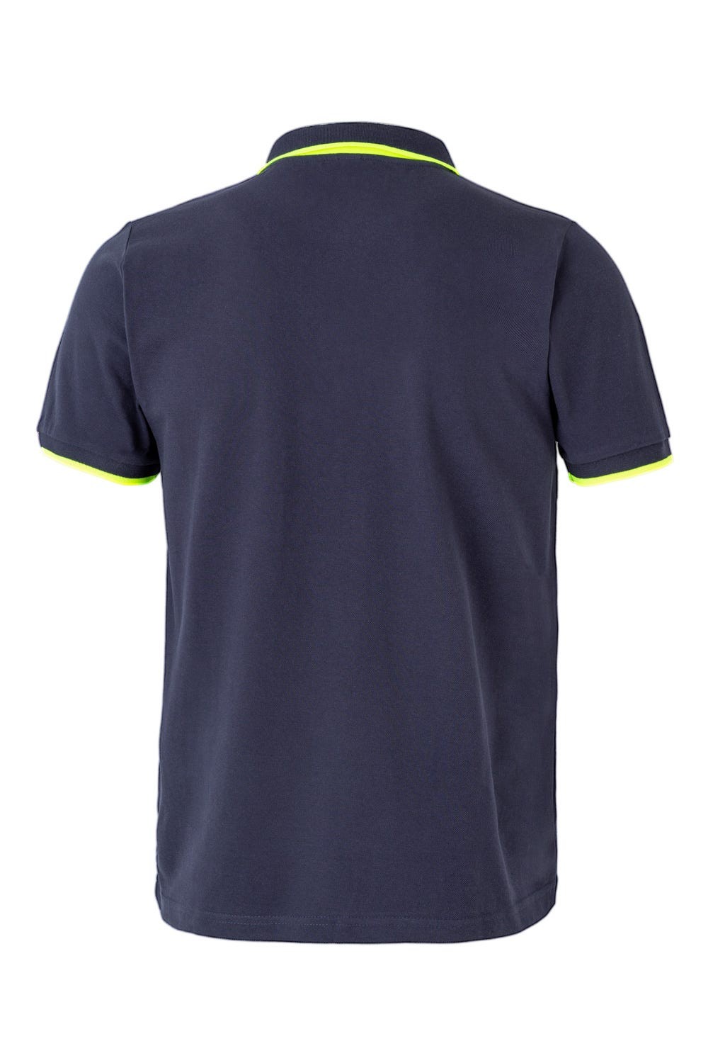 105505.POLO BICOLOR MC AZUL NAVY/AMARILLO FLÚOR 2XL