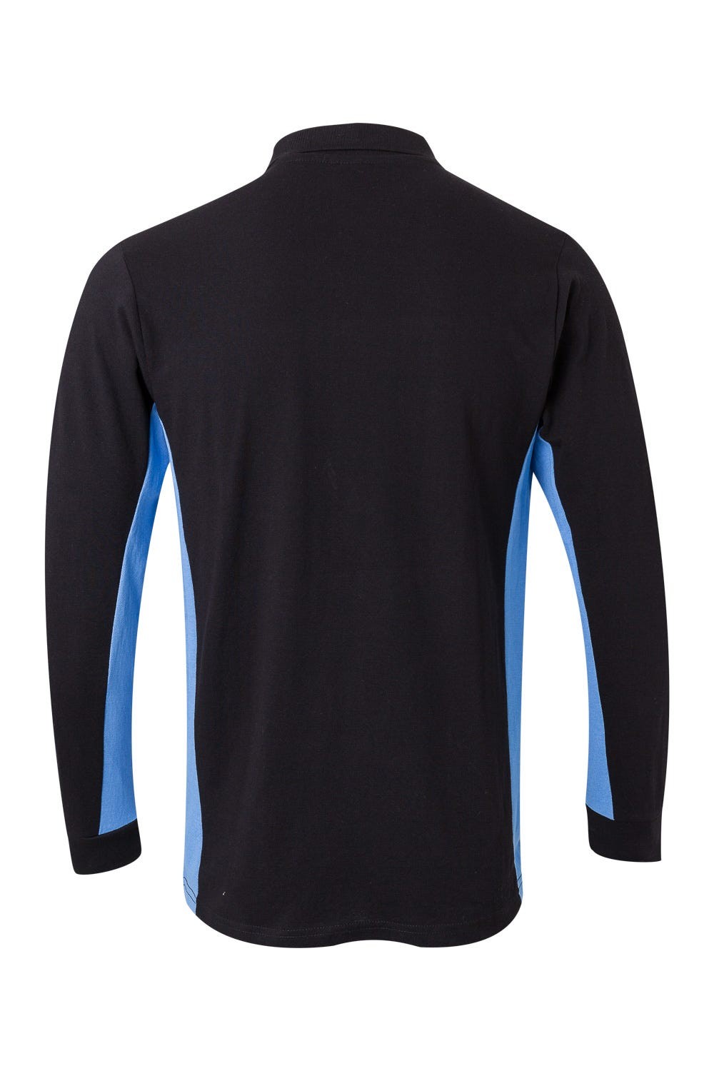 105514.POLO BICOLOR ML NEGRO/CELESTE 2XL