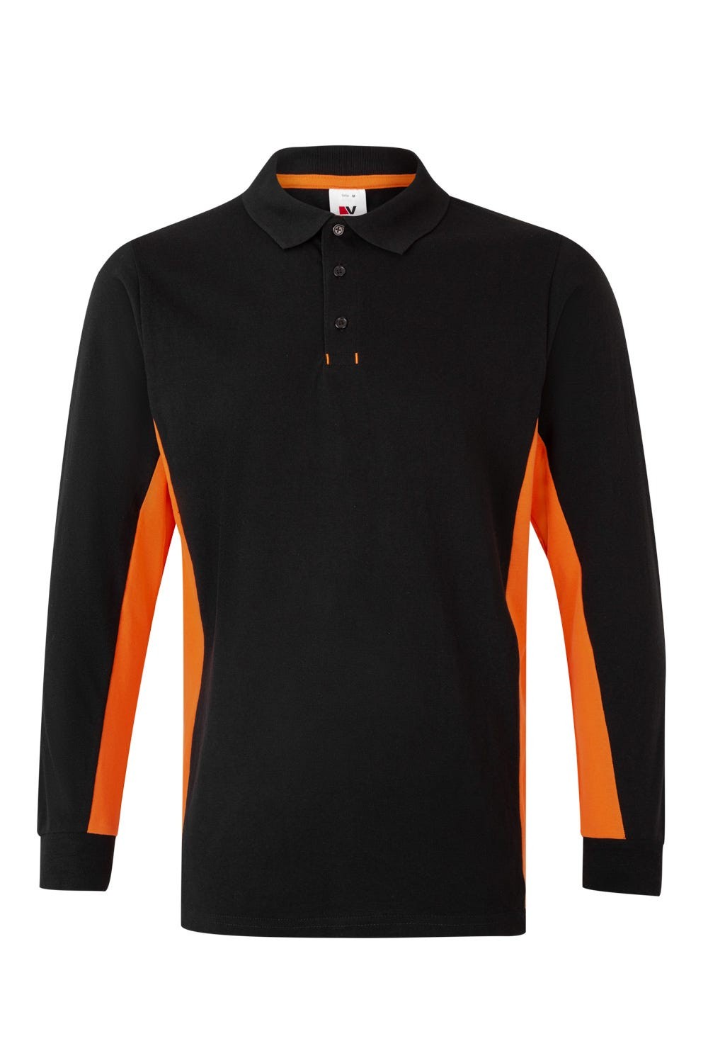 105514.POLO BICOLOR ML NEGRO/NARANJA 2XL