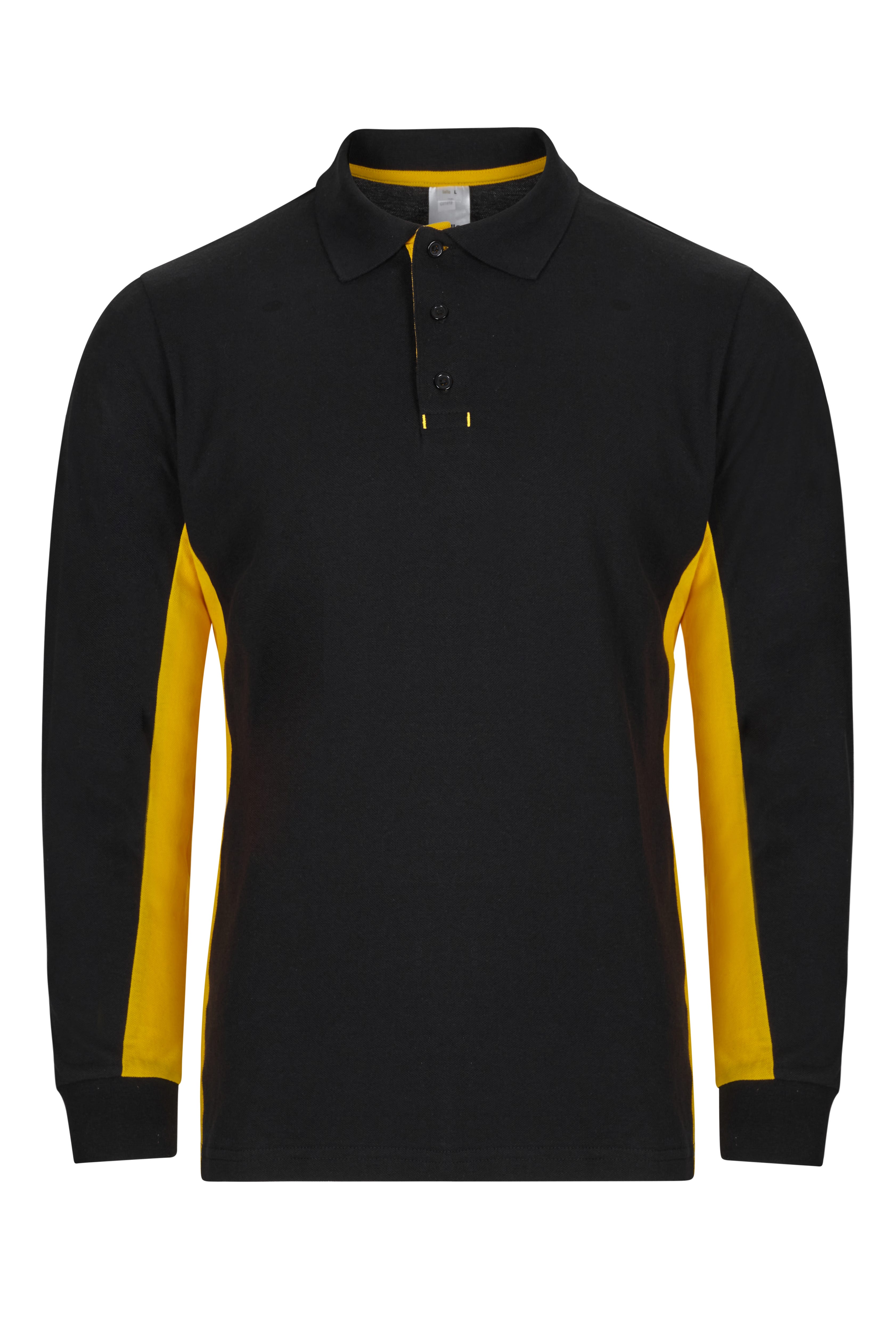 105514.POLO BICOLOR ML NEGRO/AMARILLO XS