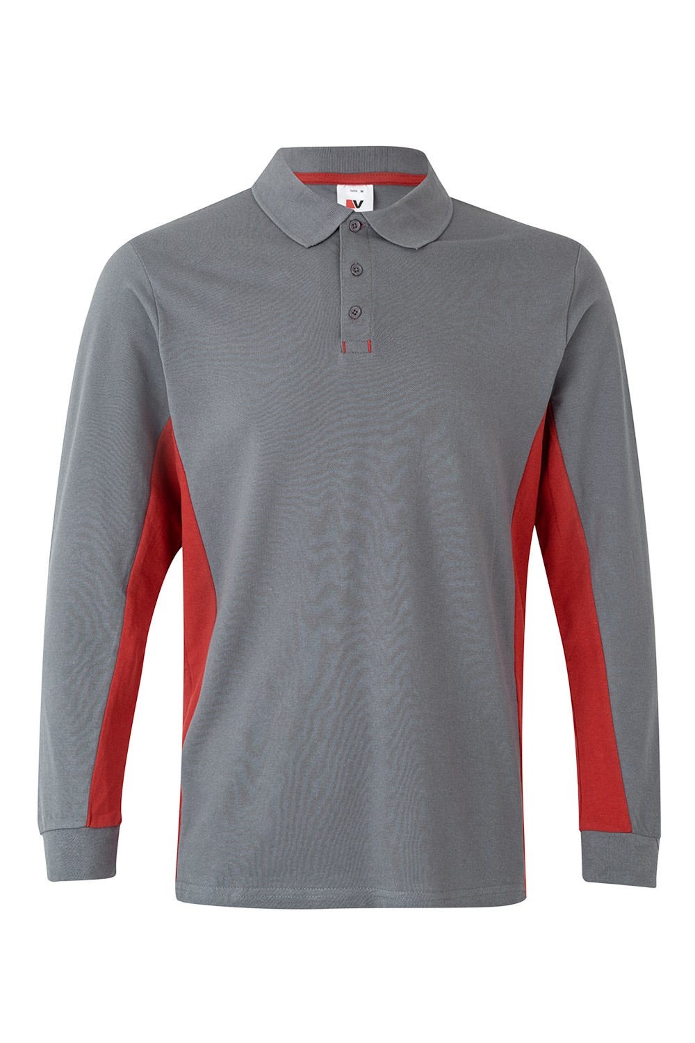 105514.POLO BICOLOR ML GRIS/ROJO 2XL