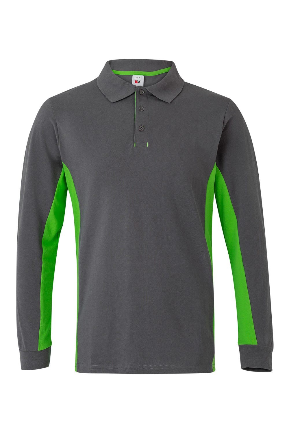 105514.POLO BICOLOR ML GRIS/VERDE LIMA 2XL