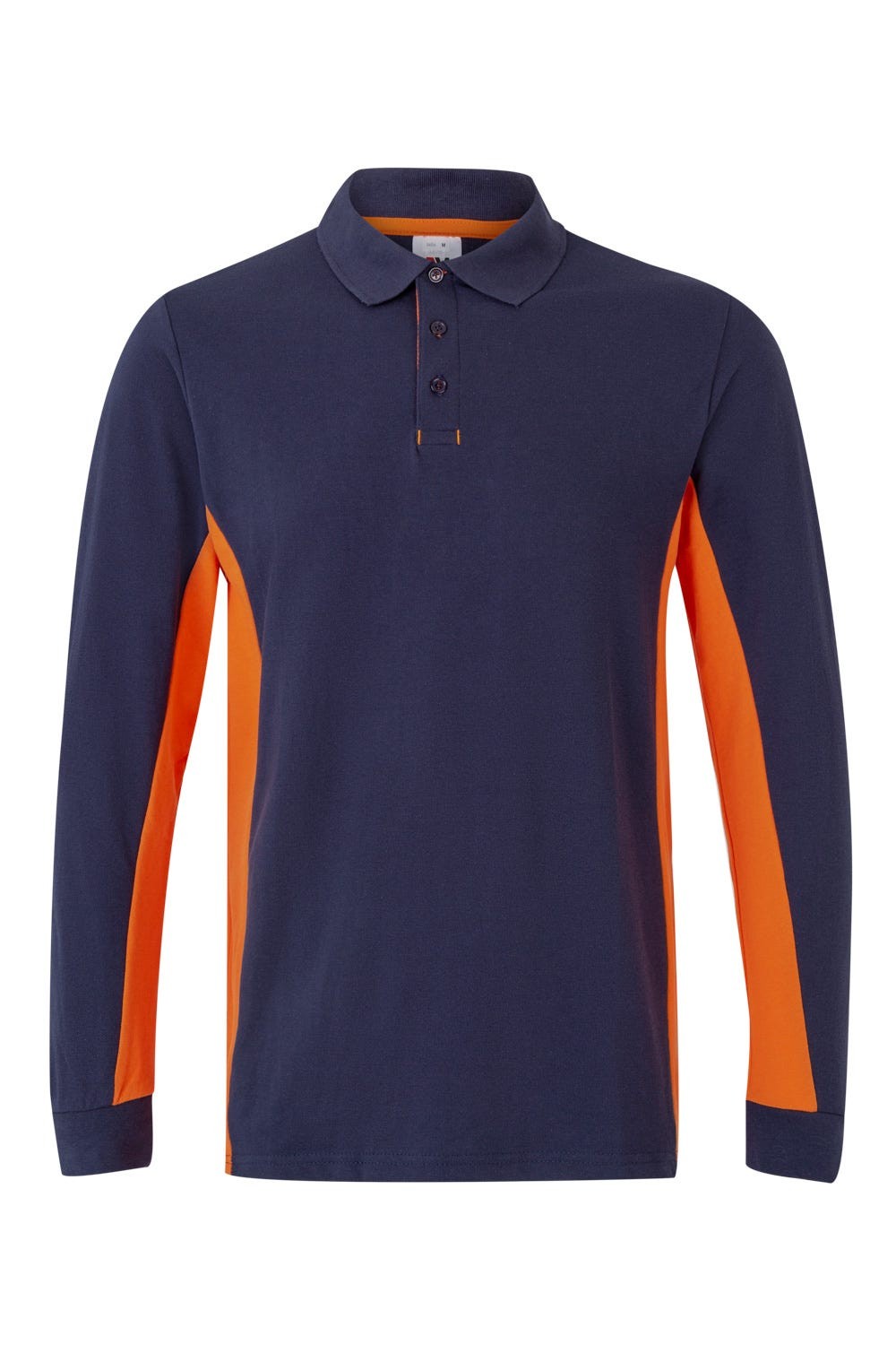 105514.POLO BICOLOR ML AZUL NAVY/NARANJA 2XL