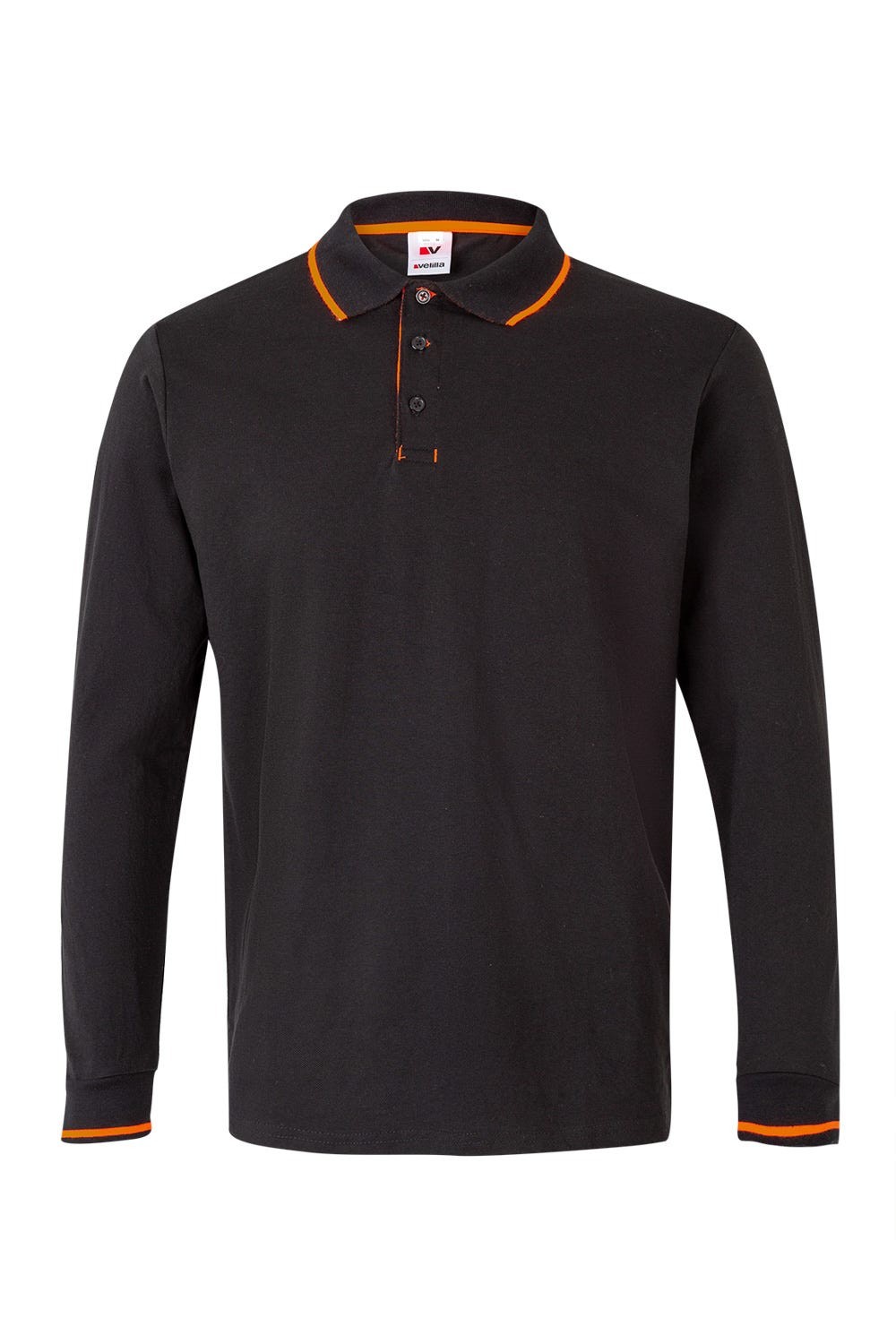 105515.POLO BICOLOR ML NEGRO/NARANJA FLÚOR 2XL