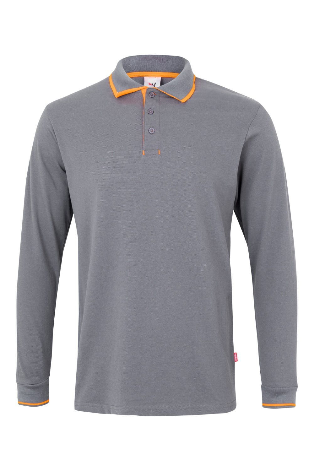 105515.POLO BICOLOR ML GRIS/NARANJA FLÚOR 2XL