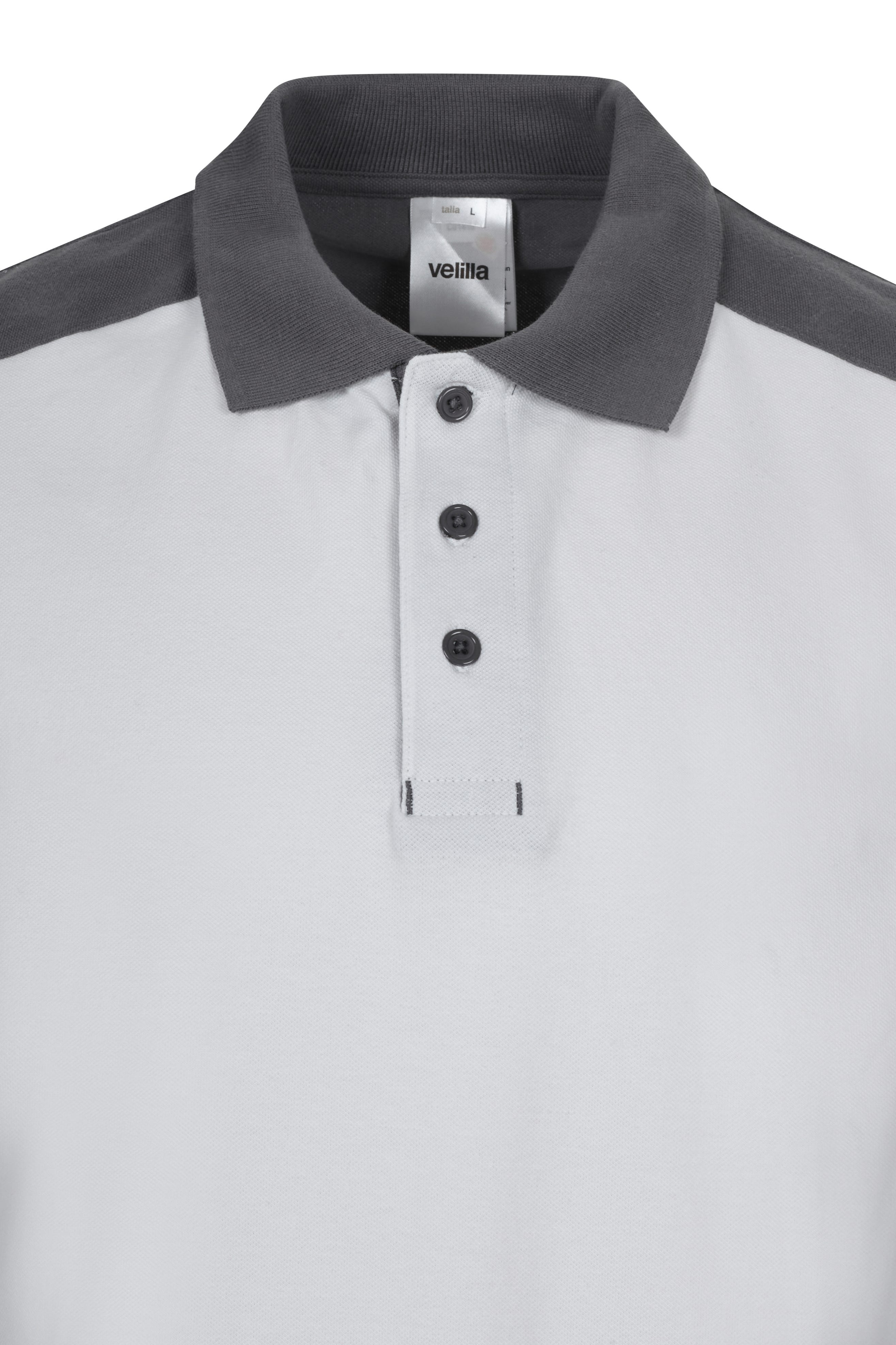105519S.POLO STRETCH BICOLOR MC BLANCO/GRIS XS