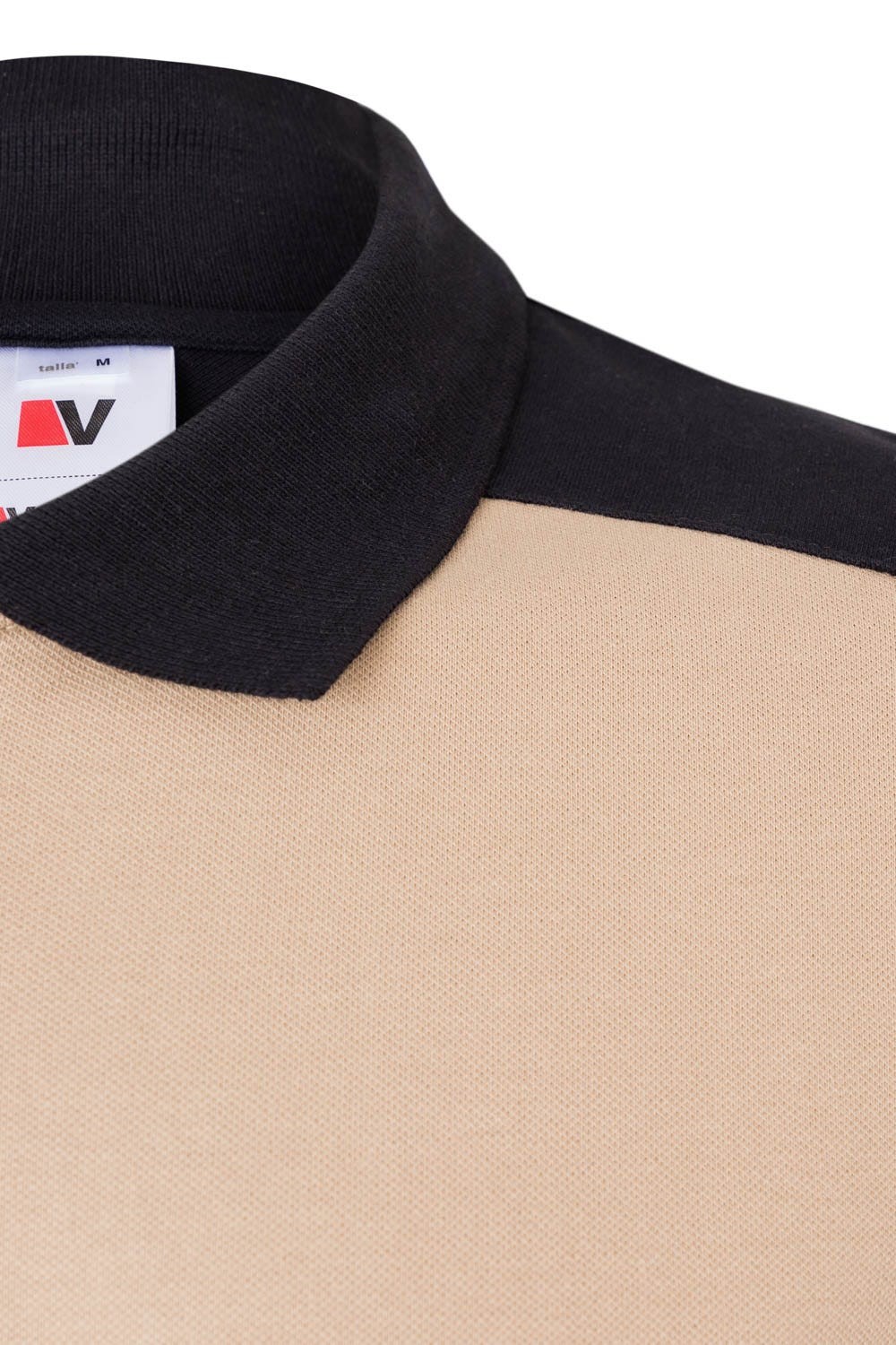 105519S.POLO STRETCH BICOLOR MC BEIGE ARENA/NEGRO 2XL