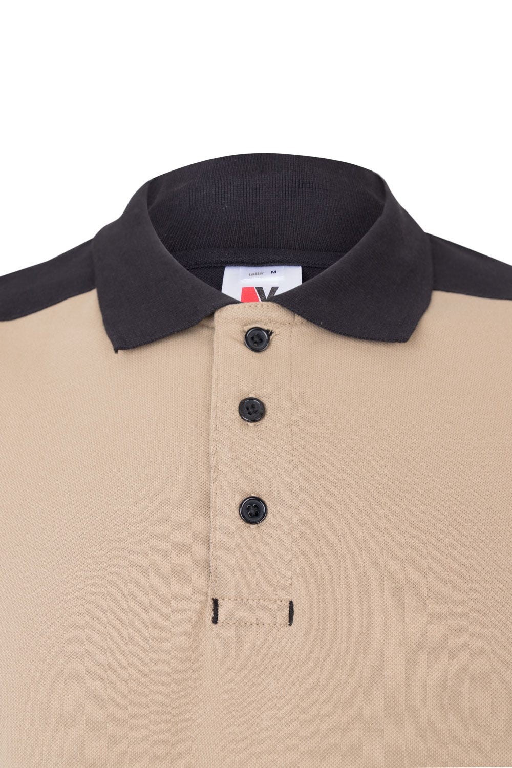 105519S.POLO STRETCH BICOLOR MC BEIGE ARENA/NEGRO 2XL