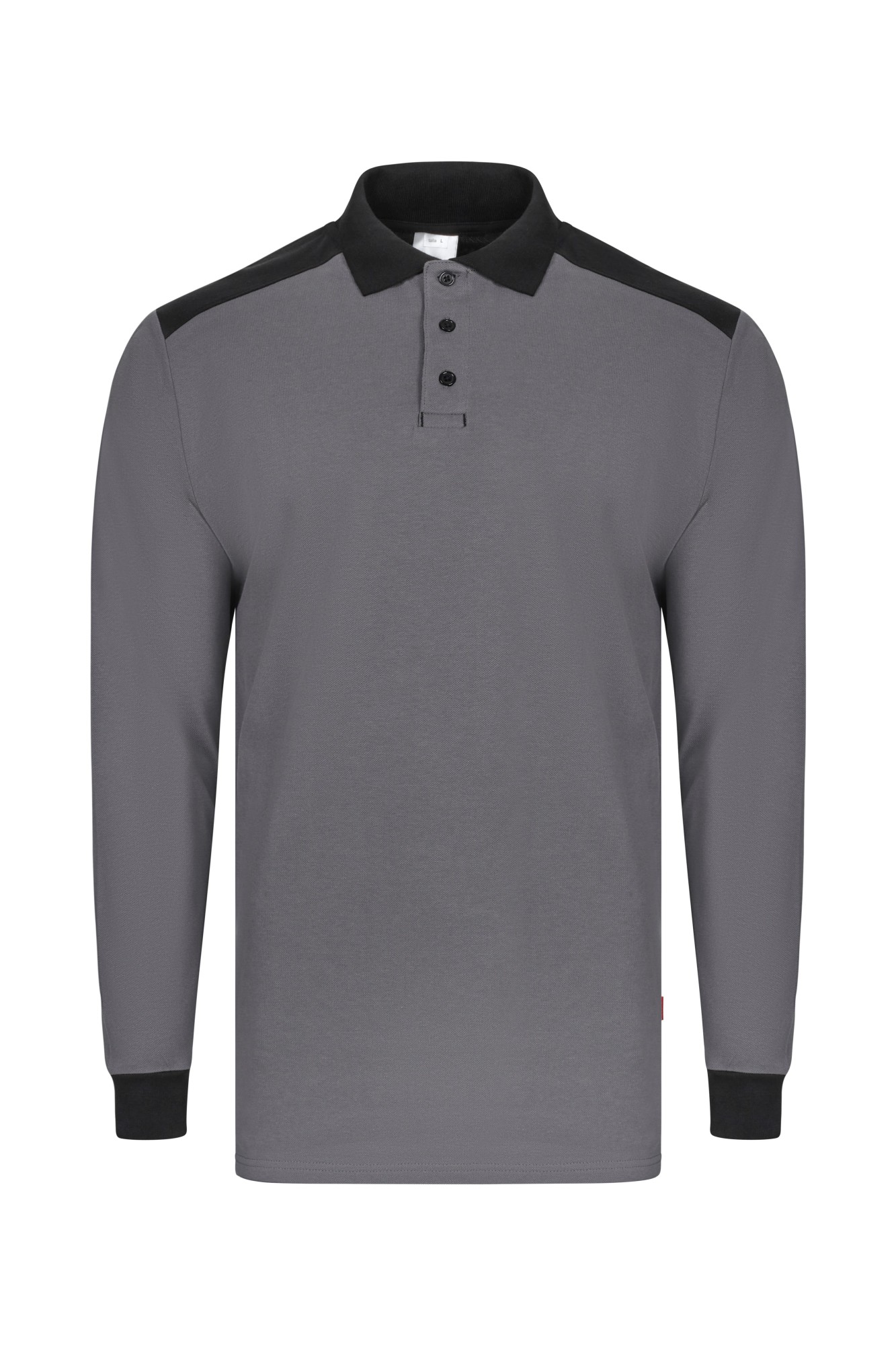 105529S.POLO STRETCH BICOLOR ML GRIS/NEGRO XS