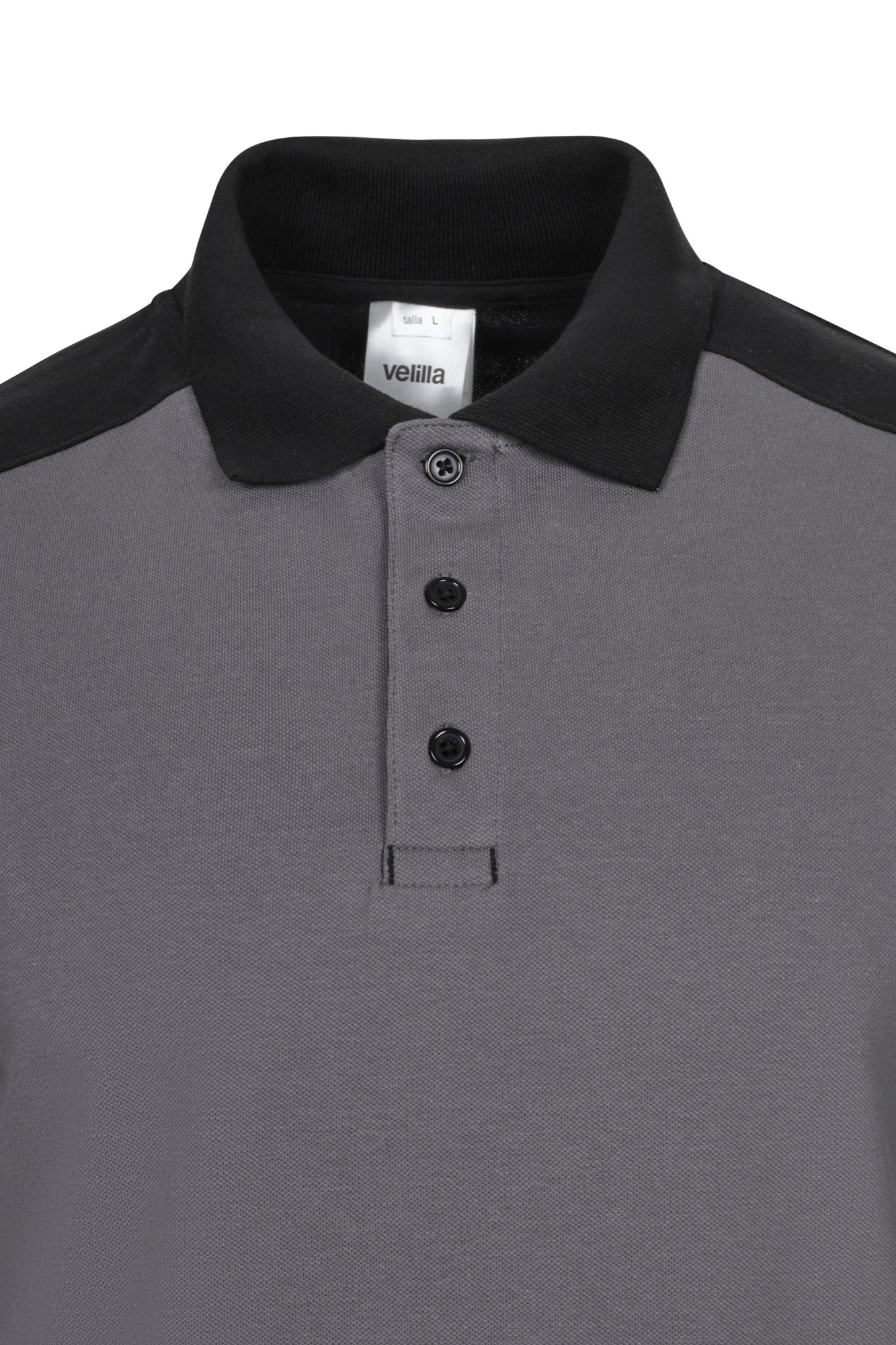 105529S.POLO STRETCH BICOLOR ML GRIS/NEGRO XS