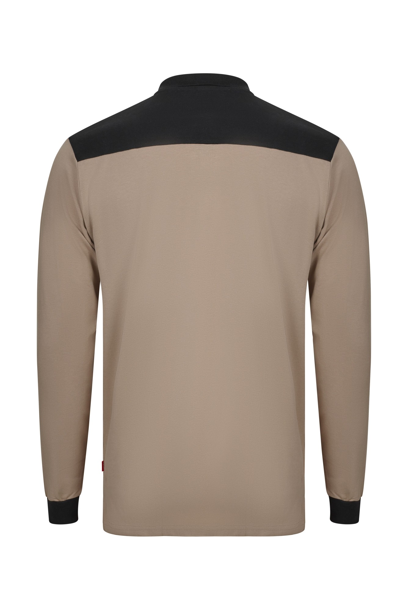 105529S.POLO STRETCH BICOLOR ML BEIGE ARENA/NEGRO XS