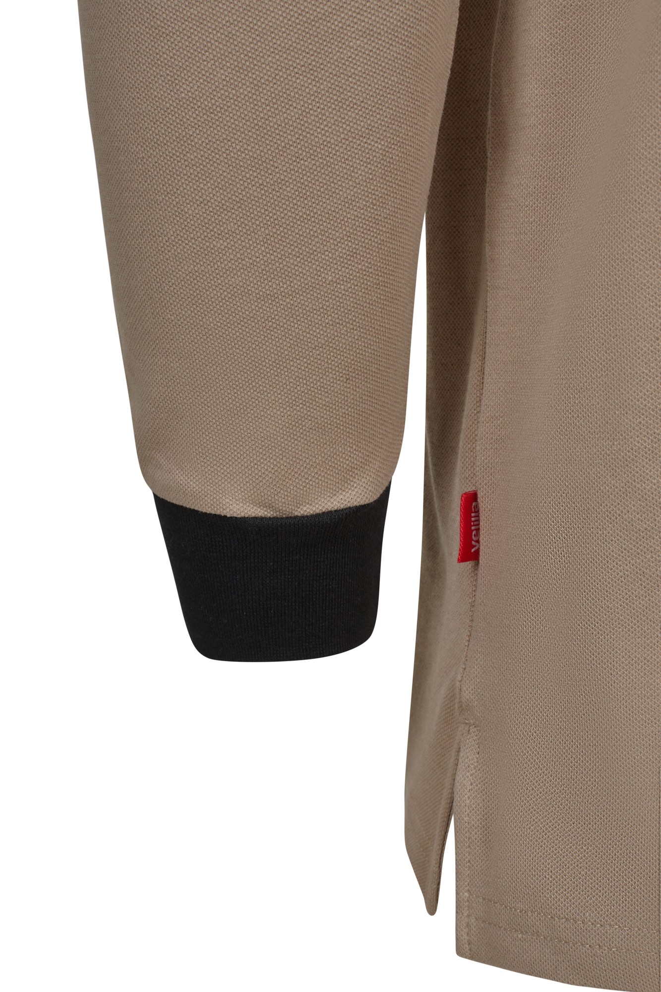 105529S.POLO STRETCH BICOLOR ML BEIGE ARENA/NEGRO XS