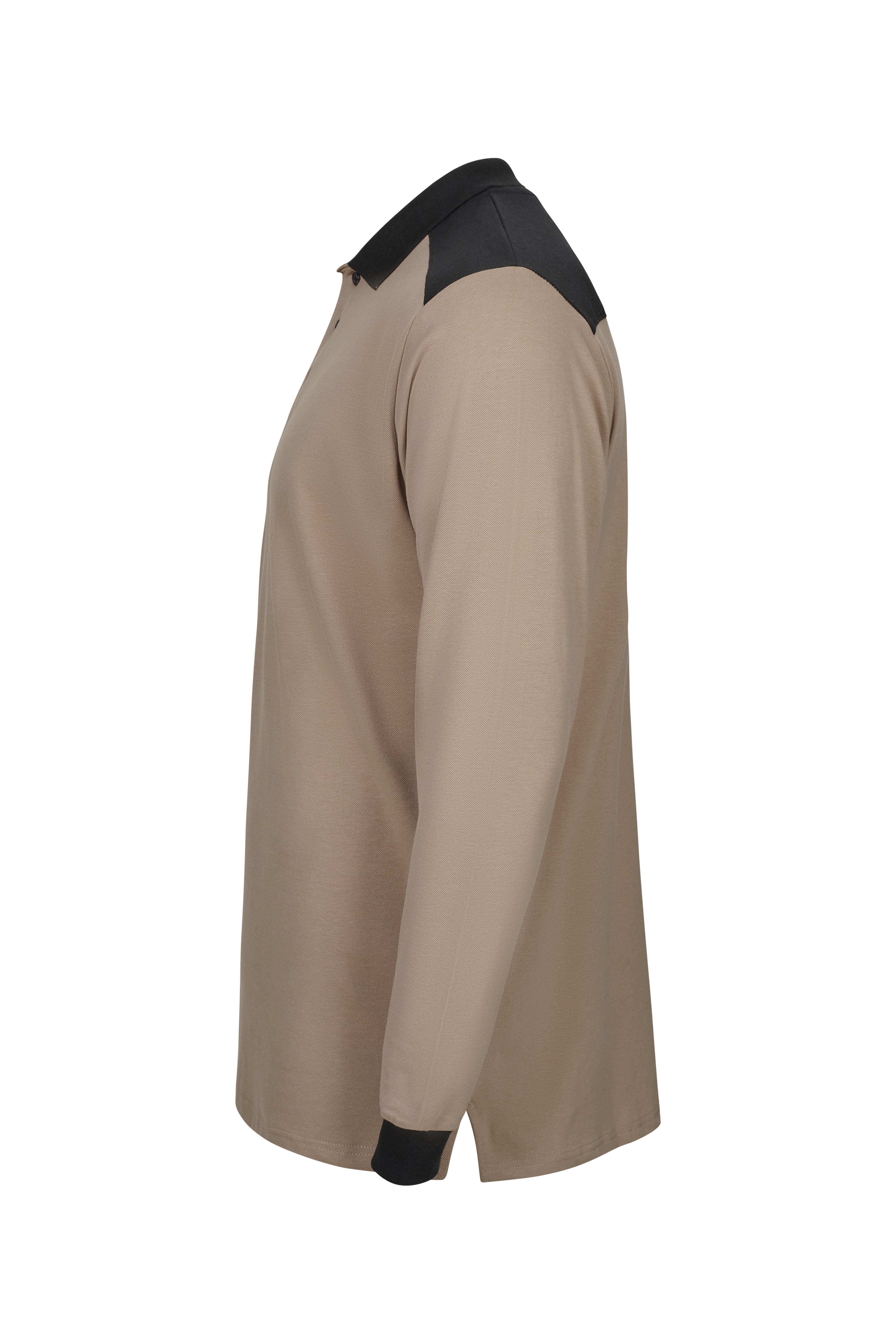 105529S.POLO STRETCH BICOLOR ML BEIGE ARENA/NEGRO XS