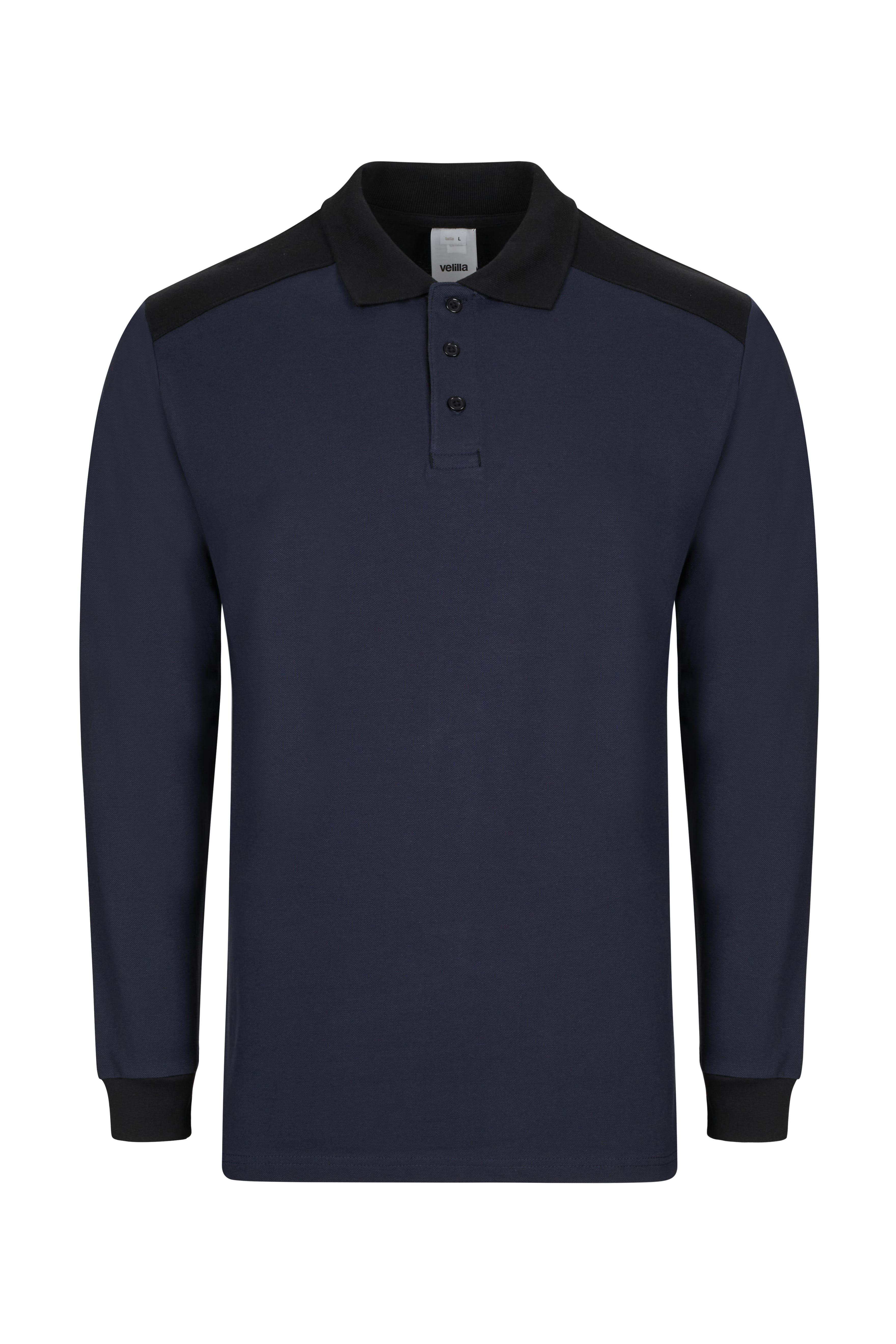 105529S.POLO STRETCH BICOLOR ML AZUL NAVY/NEGRO XS
