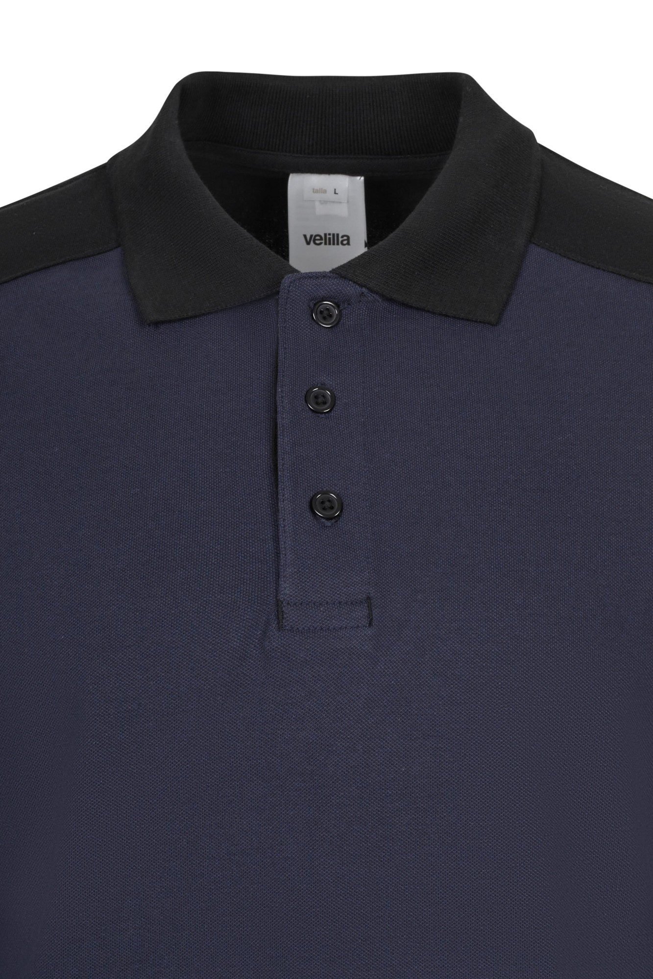 105529S.POLO STRETCH BICOLOR ML AZUL NAVY/NEGRO XS