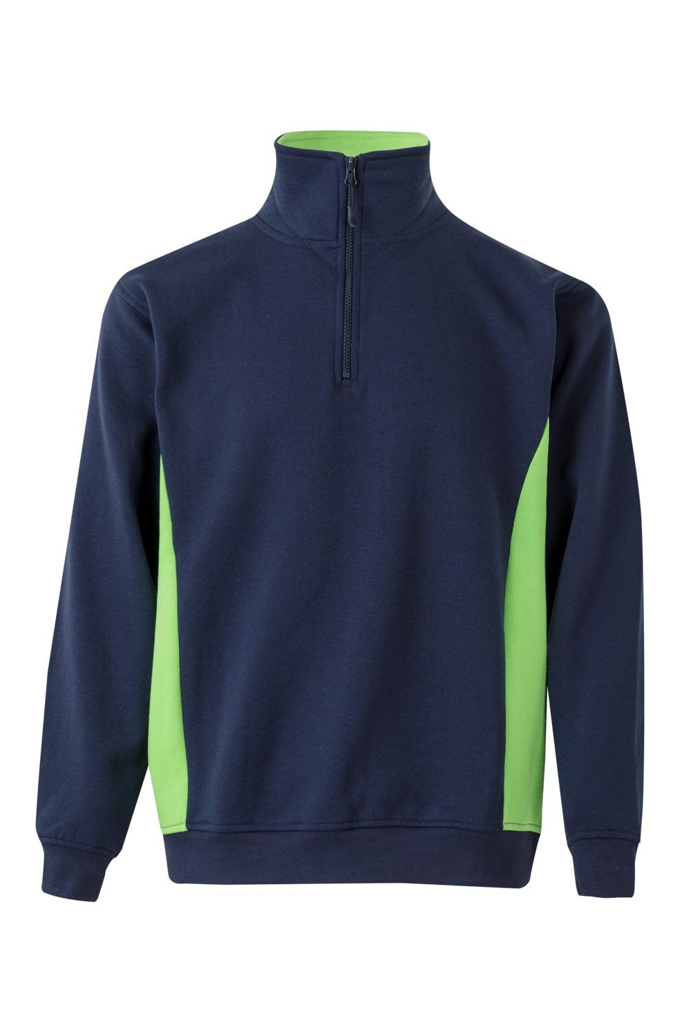 105704.SUDADERA BICOLOR CREMALLERA AZUL NAVY/VERDE LIMA 2XL