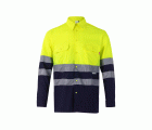 144.CAMISA BICOLOR ML AV AZUL MARINO/AMARILLO FLÚOR 2XL