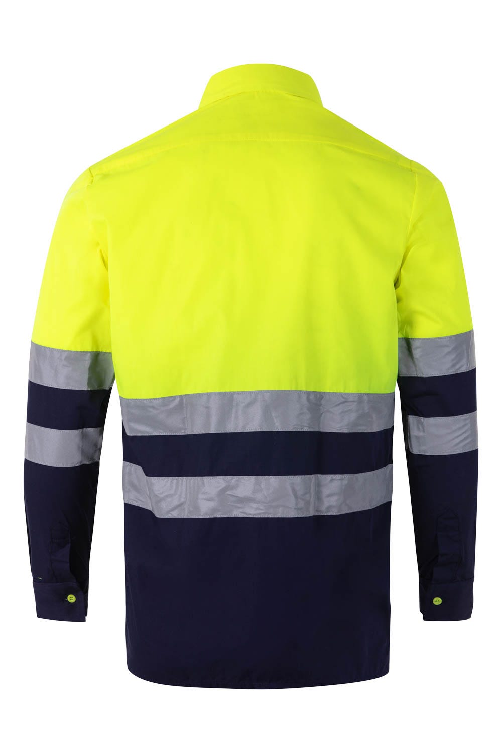 144.CAMISA BICOLOR ML AV AZUL MARINO/AMARILLO FLÚOR 2XL