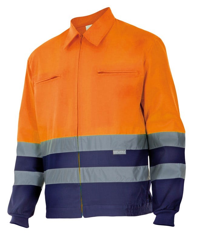 153.CAZADORA BICOLOR AV AZUL MARINO/NARANJA FLÚOR 2XL