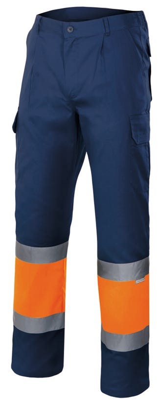 157.PANTALÓN BICOLOR AV AZUL MARINO/NARANJA FLÚOR 2XL