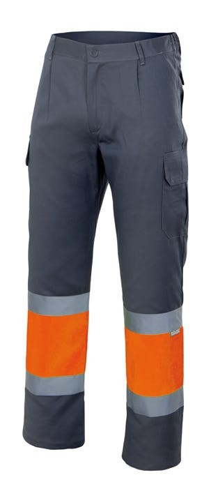 157.PANTALÓN BICOLOR AV GRIS/NARANJA FLÚOR 2XL