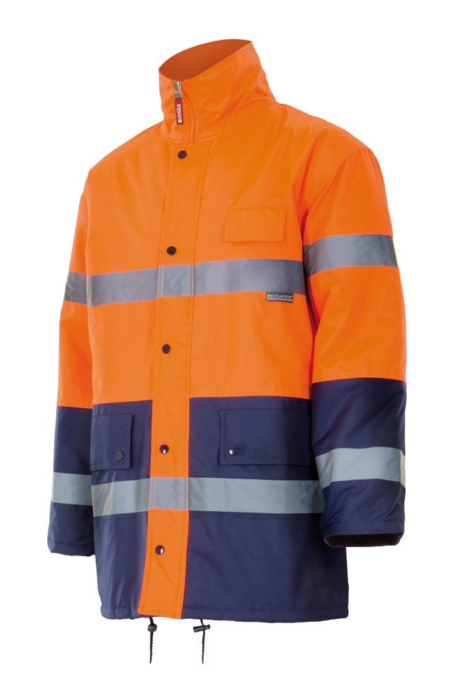 166.PARKA BICOLOR AV AZUL MARINO/NARANJA FLÚOR 2XL