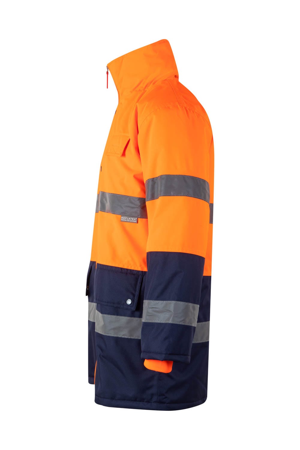 166.PARKA BICOLOR AV AZUL MARINO/NARANJA FLÚOR 2XL