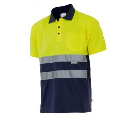 173.POLO BICOLOR MC AV AZUL MARINO/AMARILLO FLÚOR 3XL