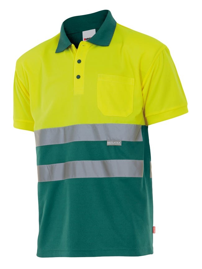 173.POLO BICOLOR MC AV VERDE/AMARILLO FLÚOR 2XL