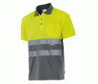 173.POLO BICOLOR MC AV GRIS/AMARILLO FLÚOR 2XL