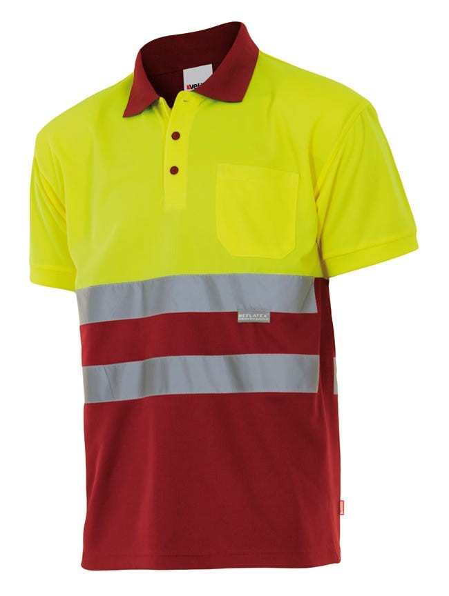 173.POLO BICOLOR MC AV ROJO/AMARILLO FLÚOR 2XL