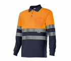 175.POLO BICOLOR ML AV AZUL MARINO/NARANJA FLÚOR 2XL