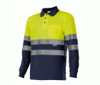 175.POLO BICOLOR ML AV AZUL MARINO/AMARILLO FLÚOR 2XL