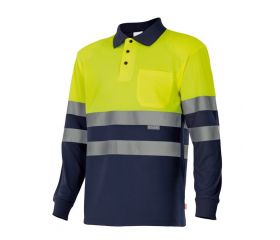 175.POLO BICOLOR ML AV AZUL MARINO/AMARILLO FLÚOR 4XL