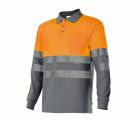 175.POLO BICOLOR ML AV GRIS/NARANJA FLÚOR 2XL