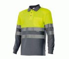 175.POLO BICOLOR ML AV GRIS/AMARILLO FLÚOR 2XL