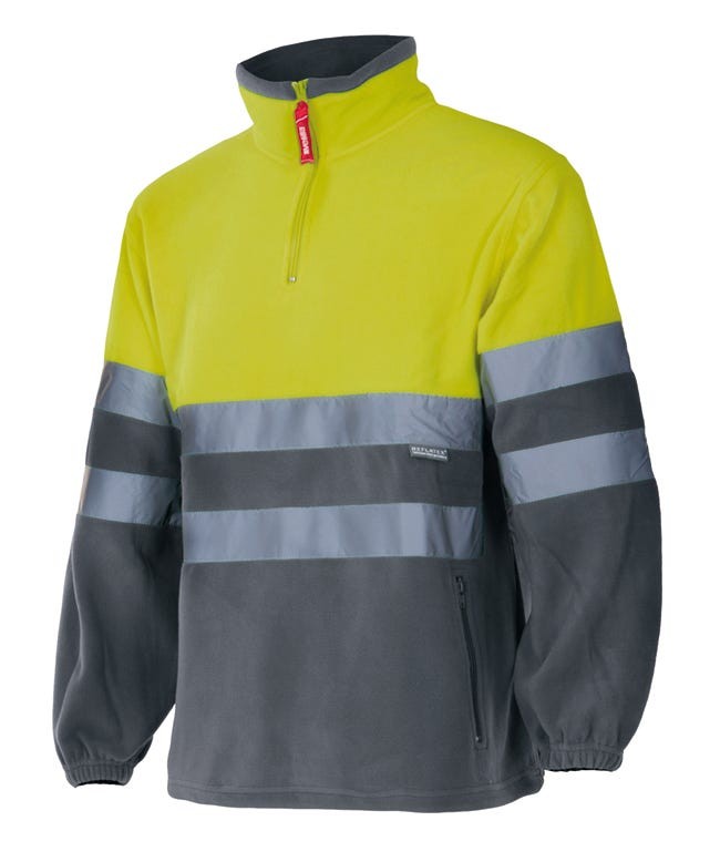 182.FORRO POLAR BICOLOR AV GRIS/AMARILLO FLÚOR 2XL