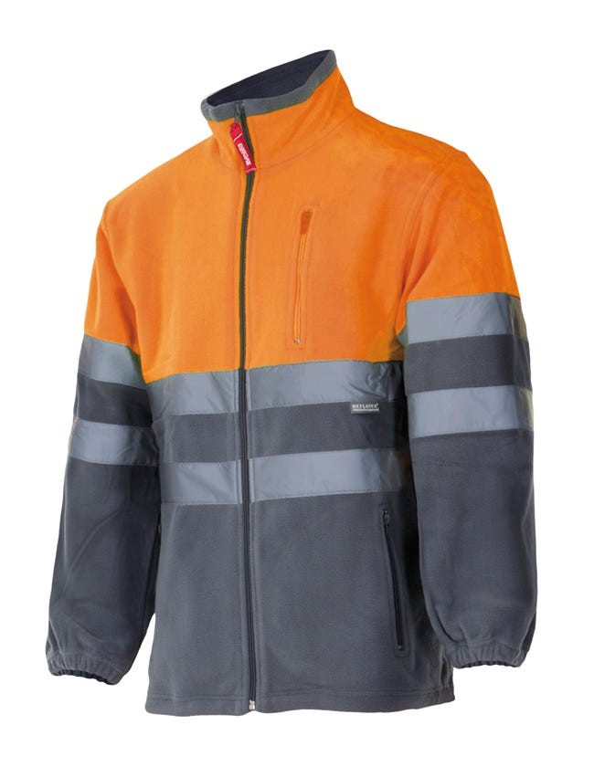 183.CHAQUETA POLAR BICOLOR AV GRIS/NARANJA FLÚOR 2XL