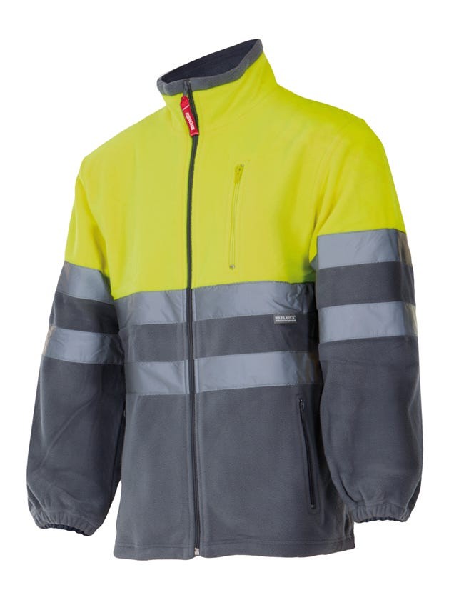 183.CHAQUETA POLAR BICOLOR AV GRIS/AMARILLO FLÚOR 2XL
