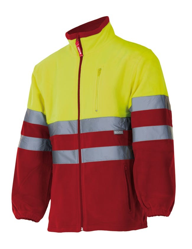 183.CHAQUETA POLAR BICOLOR AV ROJO/AMARILLO FLÚOR 2XL