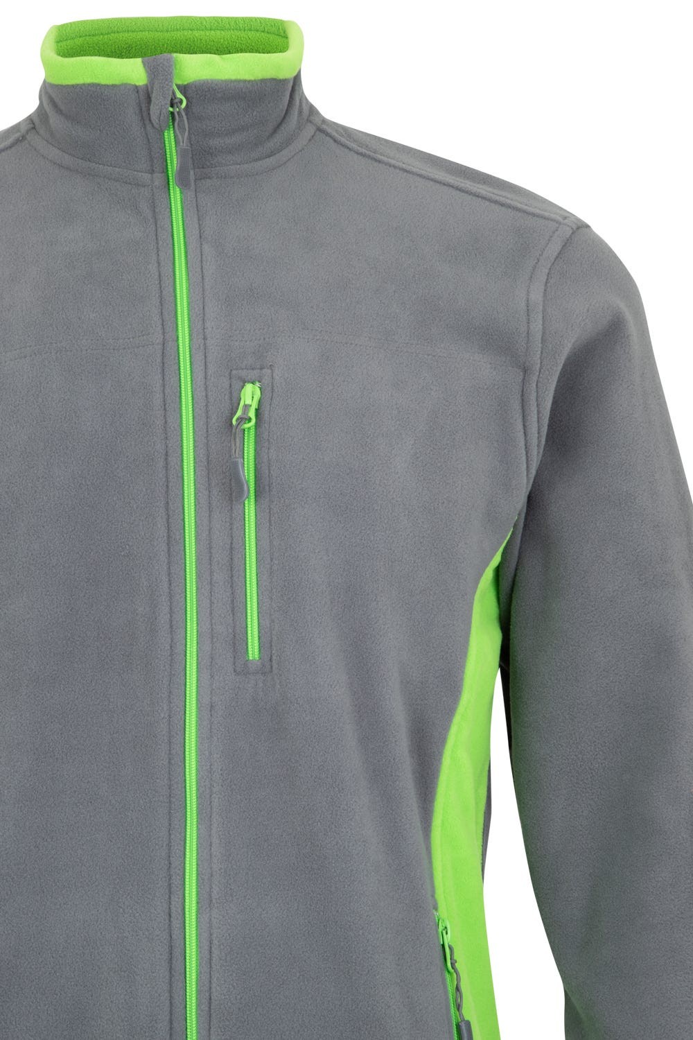 201504.CHAQUETA POLAR BICOLOR GRIS/VERDE LIMA 2XL