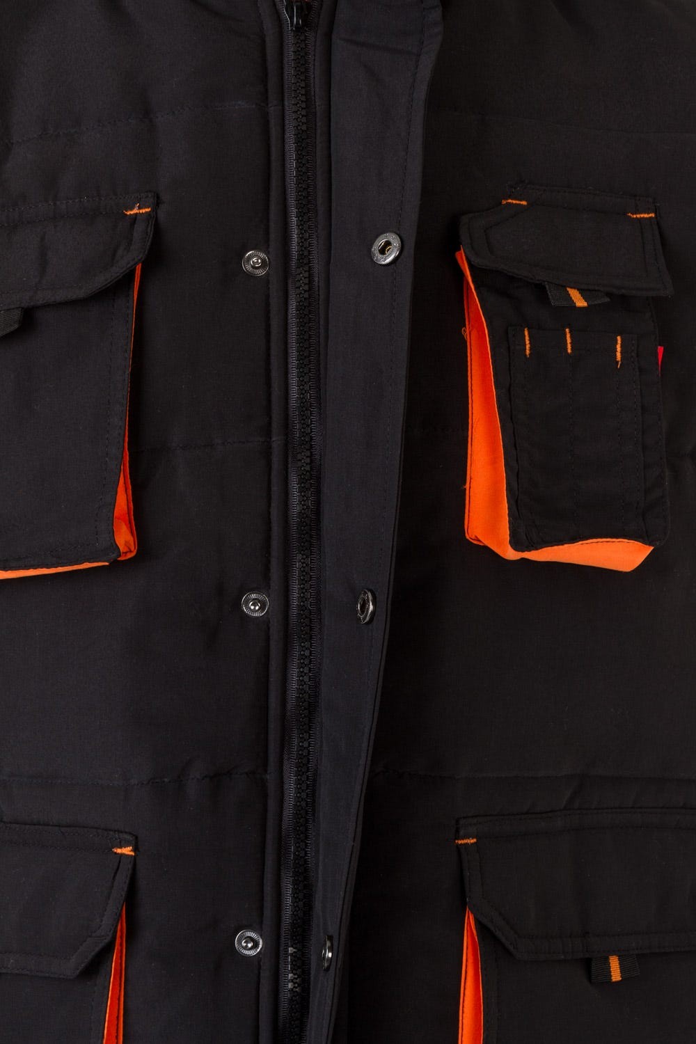 205902.CHALECO ACOLCHADO BICOLOR NEGRO/NARANJA 2XL