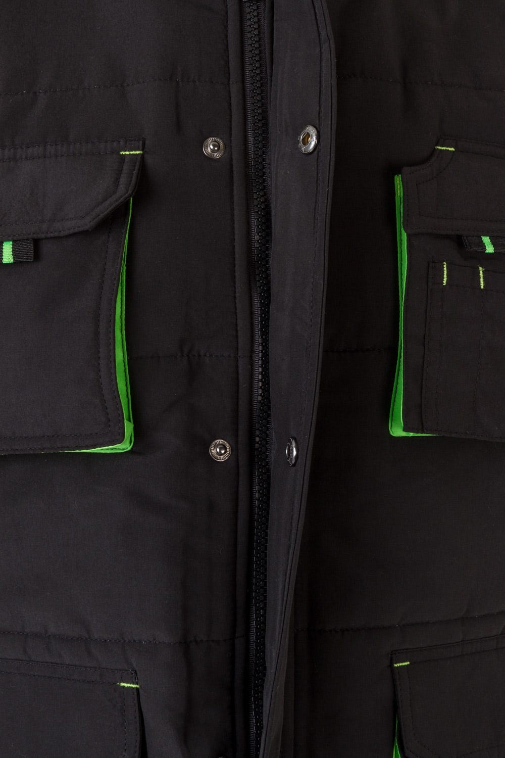 205902.CHALECO ACOLCHADO BICOLOR NEGRO/VERDE LIMA 2XL