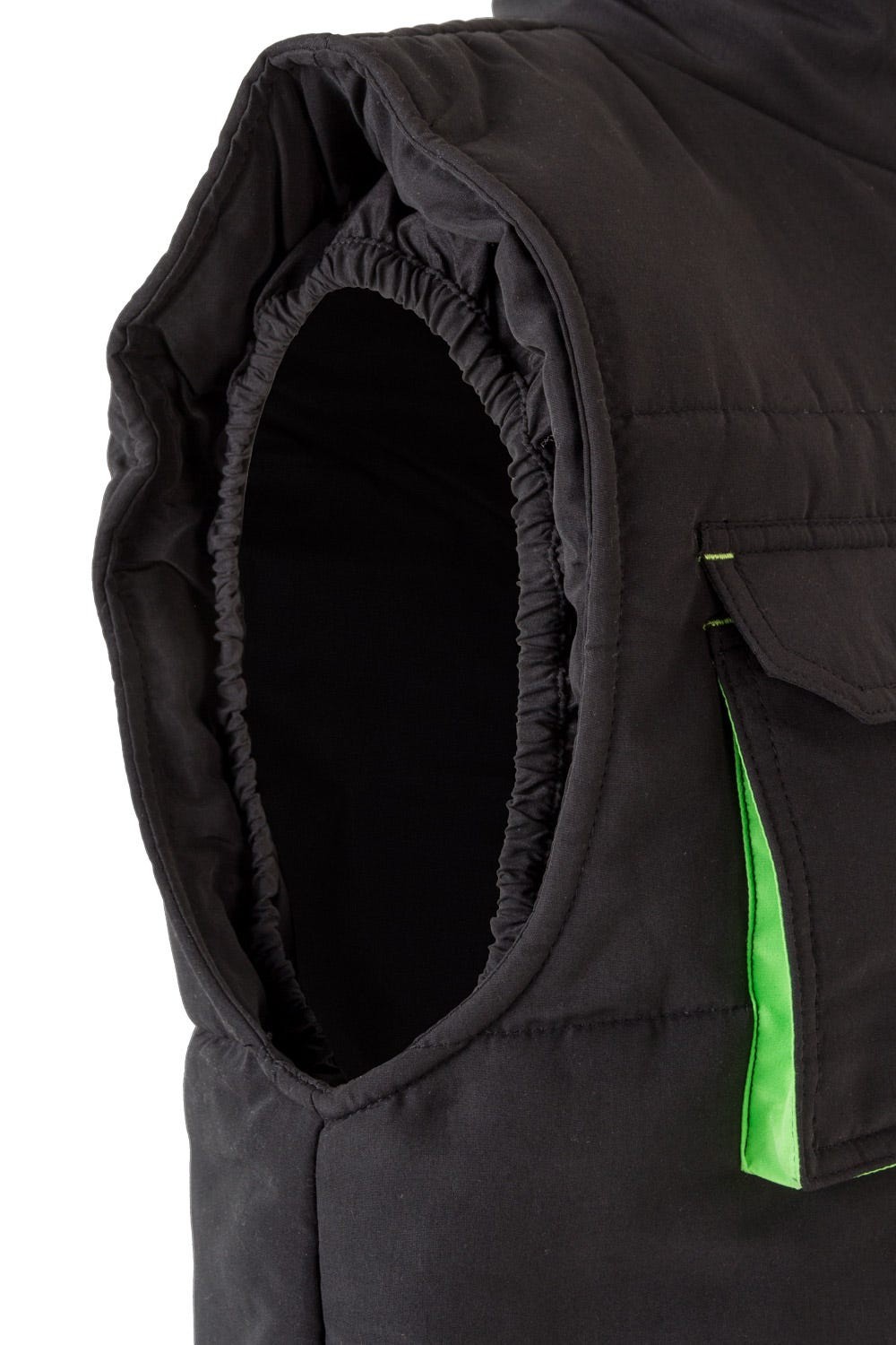 205902.CHALECO ACOLCHADO BICOLOR NEGRO/VERDE LIMA 2XL