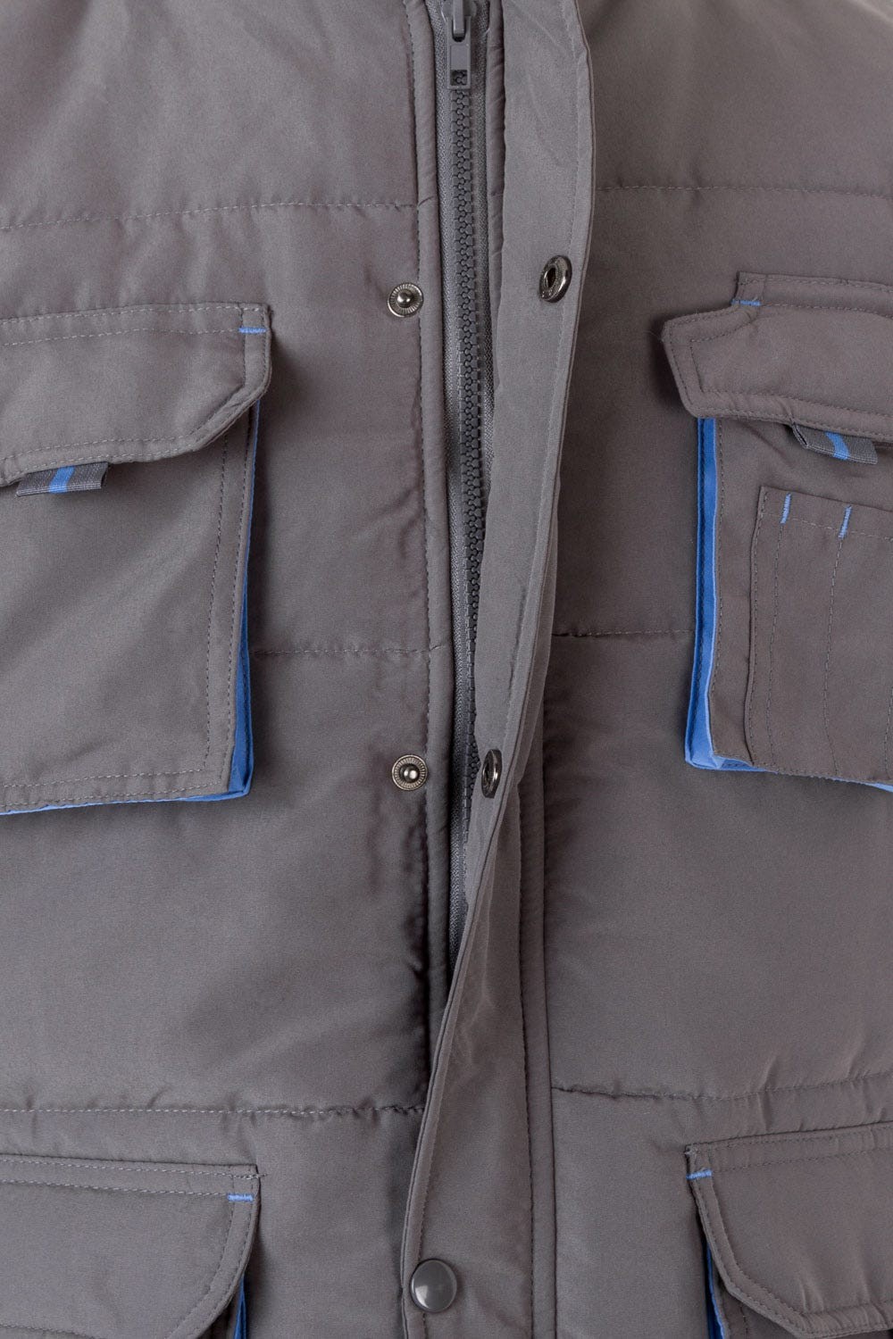 205902.CHALECO ACOLCHADO BICOLOR GRIS/CELESTE 2XL